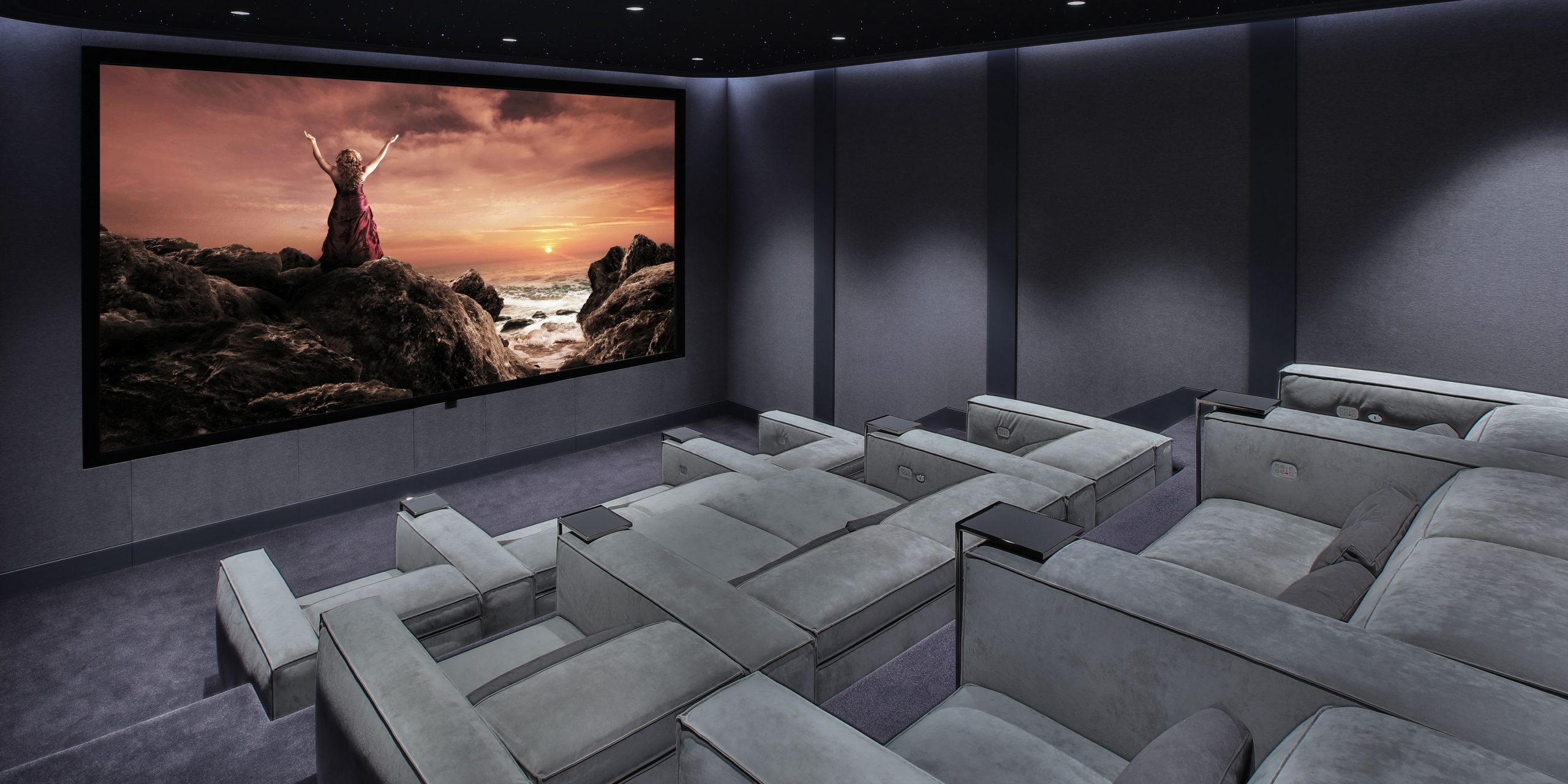 Modern home theater with gramercy Cineak home theater seating