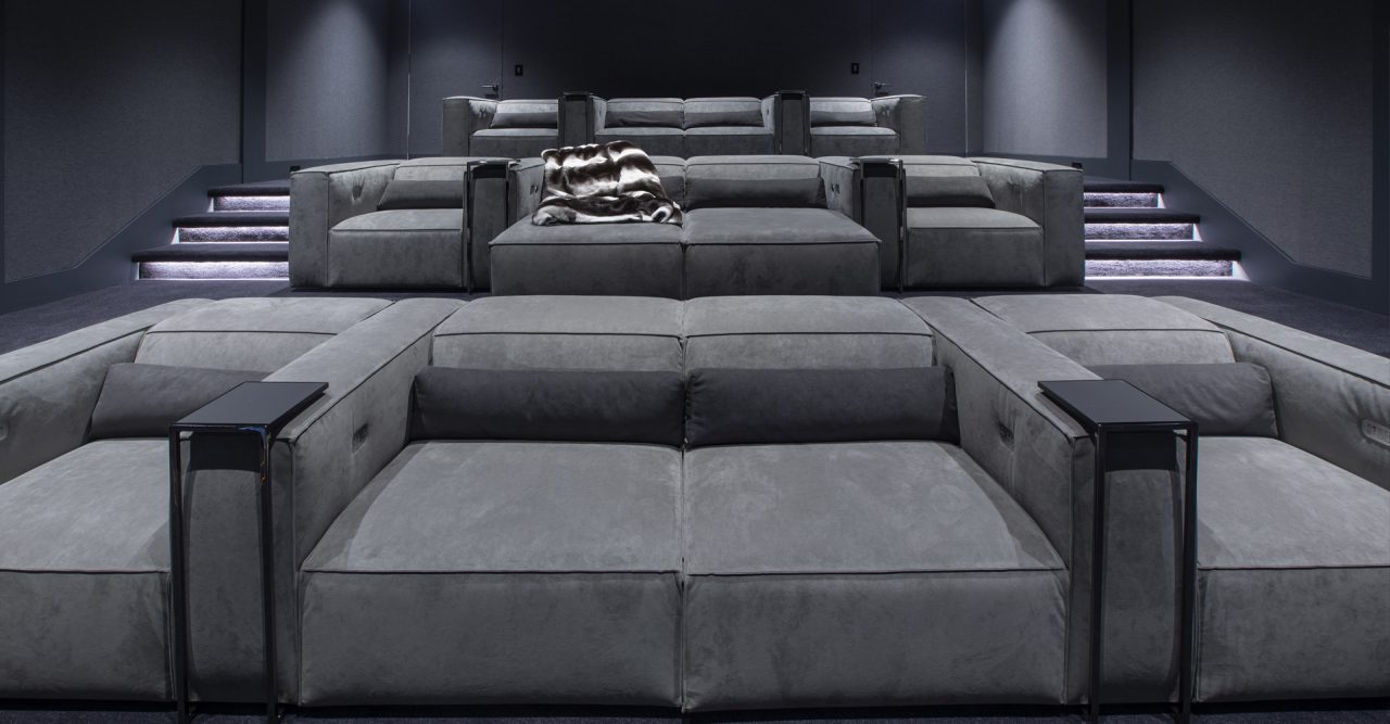 Luxury grey modern theater with Cineak home cinema seating