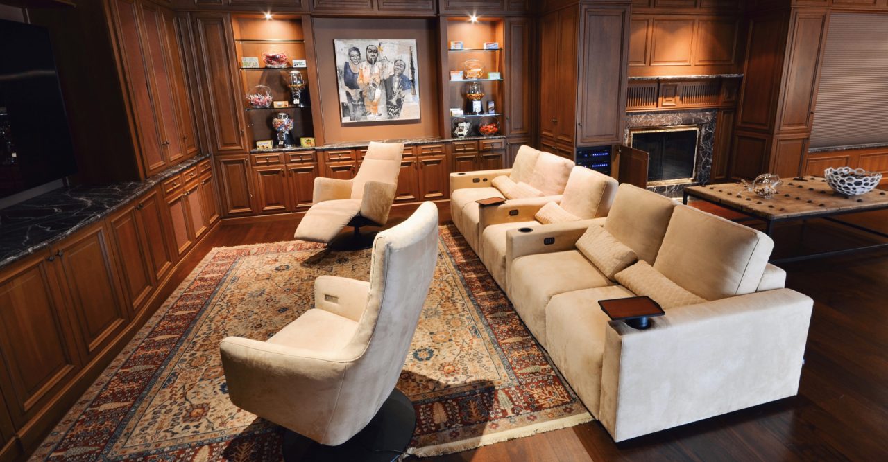 Classic Media room with luxury cineak seating Largo and Locado armchair