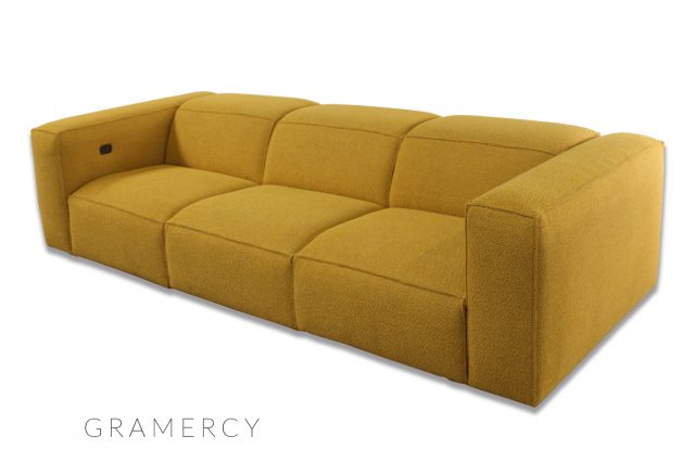 Gramercy media room sofa in custom fabric