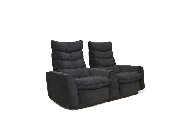 The HARV luxury theater seat in Black velvet