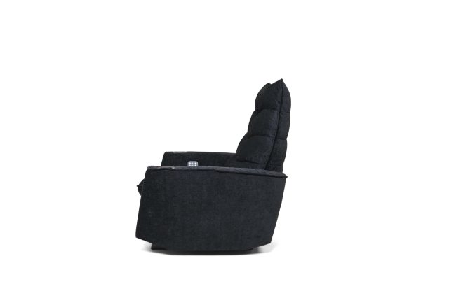 The HARV luxury theater seat in Black velvet side view