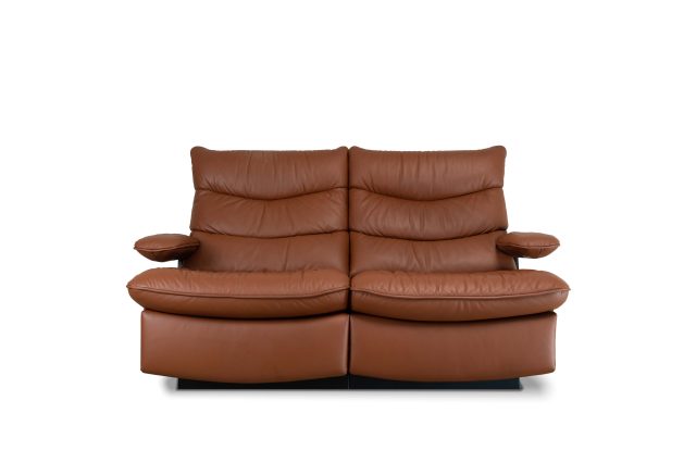The Harv luxury design love seat in cognac leather