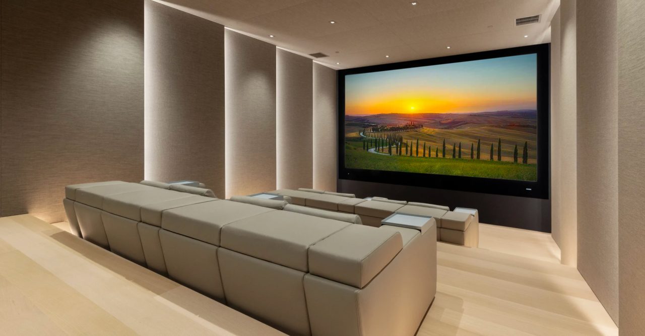 Minimalism Home theater project with beige Strato seats by cineak